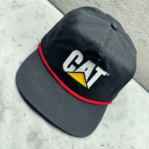 Caterpillar CAT Trucker Hat Mens OSFA Black Excellent Rope Snapback Cap Cyrk